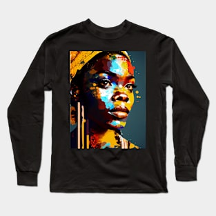 Colorful pop art style woman portrait Long Sleeve T-Shirt